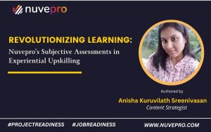 A professional engaging with Nuvepro’s subjective assessments, enhancing experiential learning through real-world skill application.