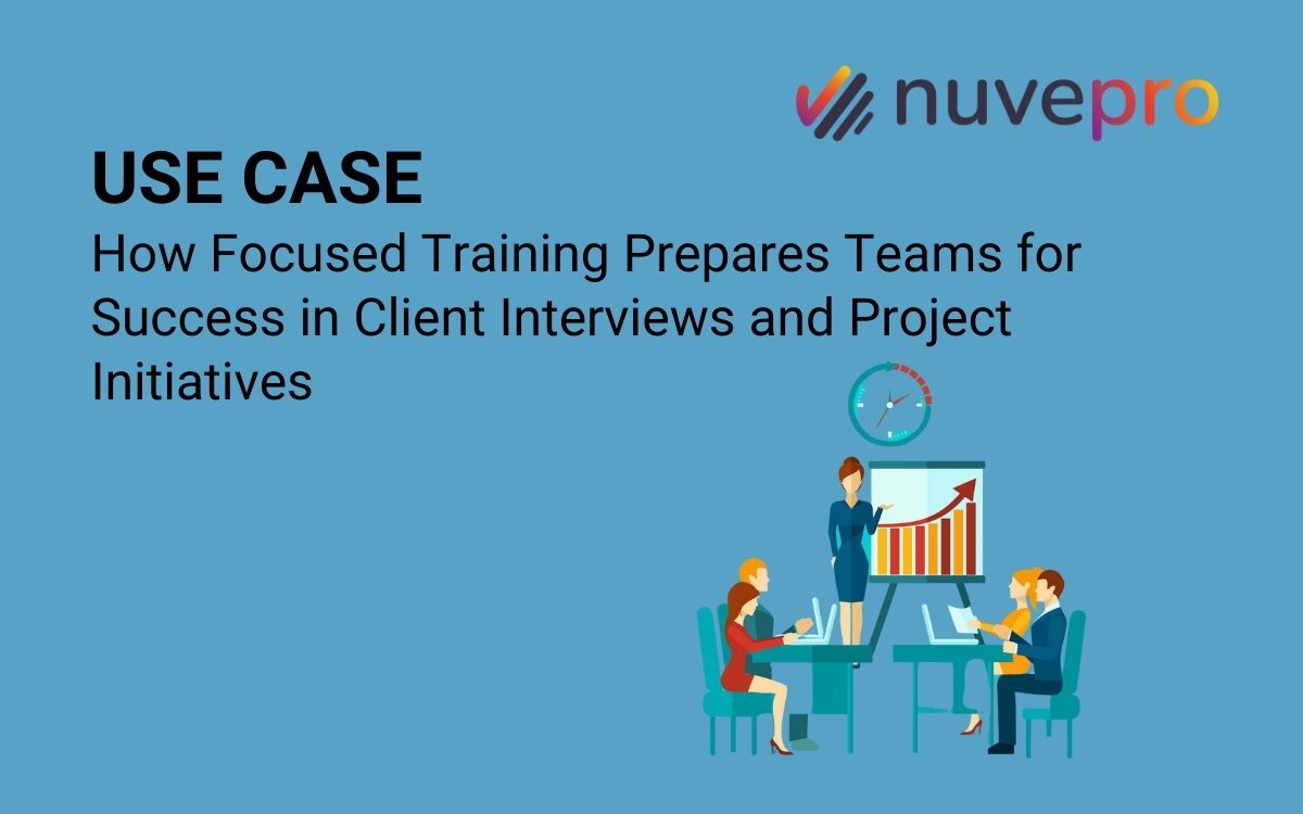 A team engaged in focused training sessions, enhancing their skills and confidence to excel in client interviews and project initiatives.