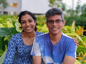 Rajesh with his wife, sharing a joyful and cherished moment together.